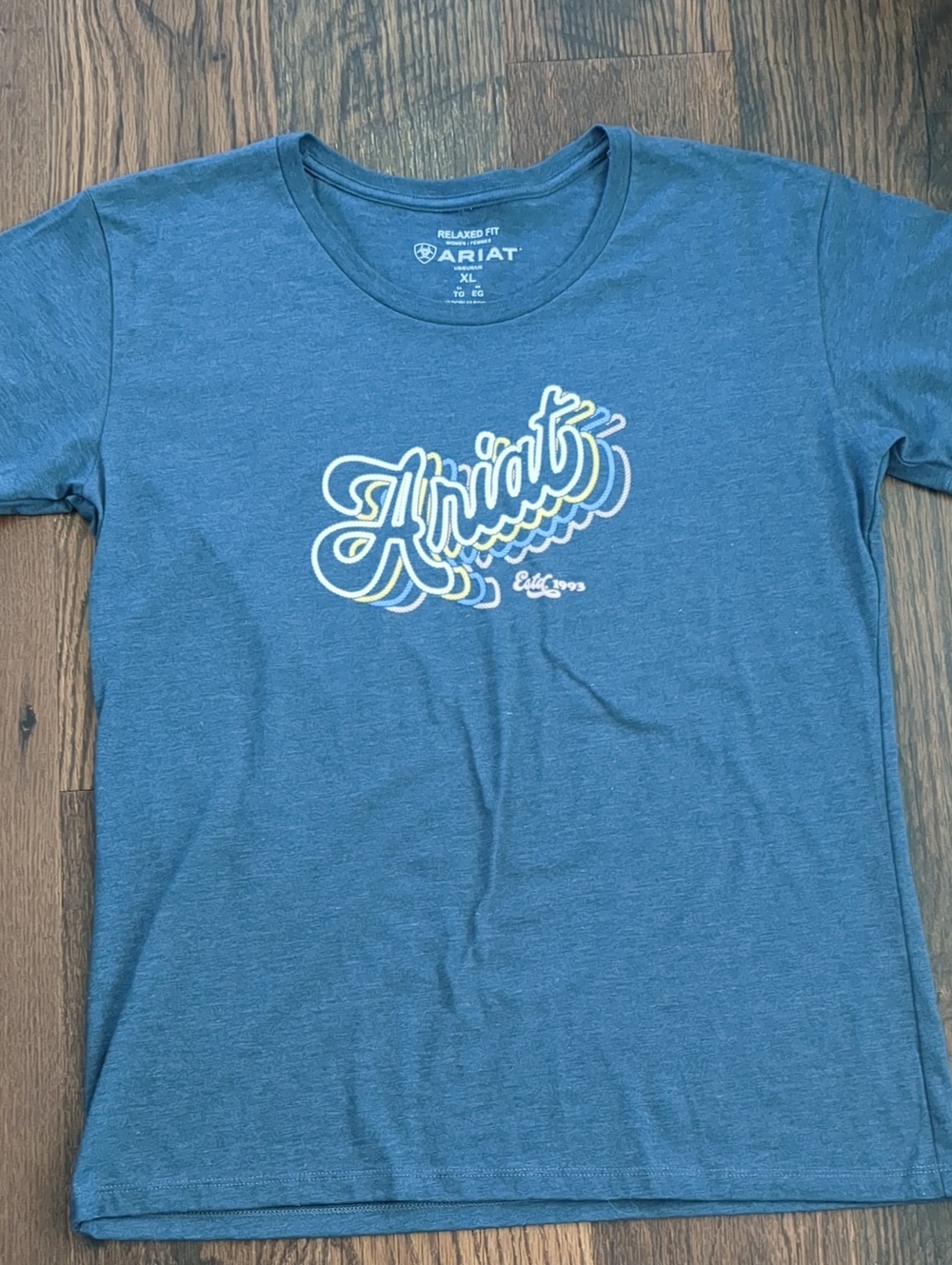Western Ariat Heather Blue Super Soft Relaxed Fit T-Shirt Tee, Size XL